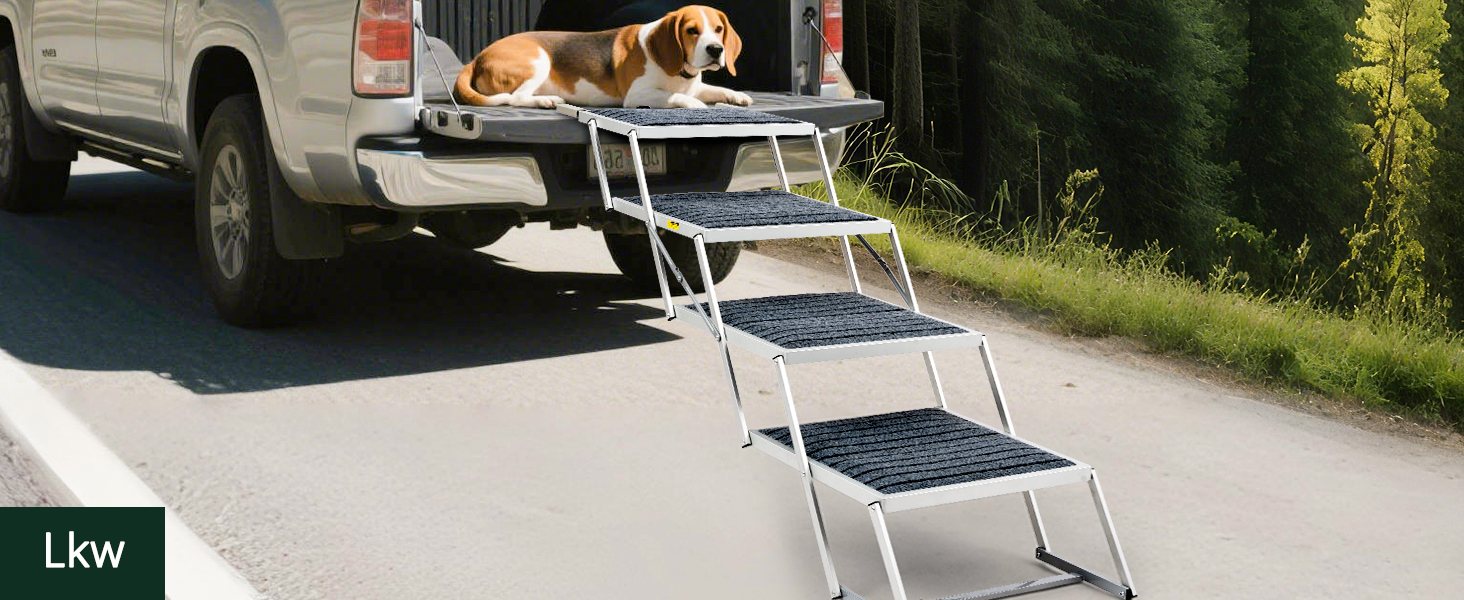 Сходинка для собак у машину з килимком, широка, 4 сходинки, складана, до 100 кг, для вантажівок та SUV