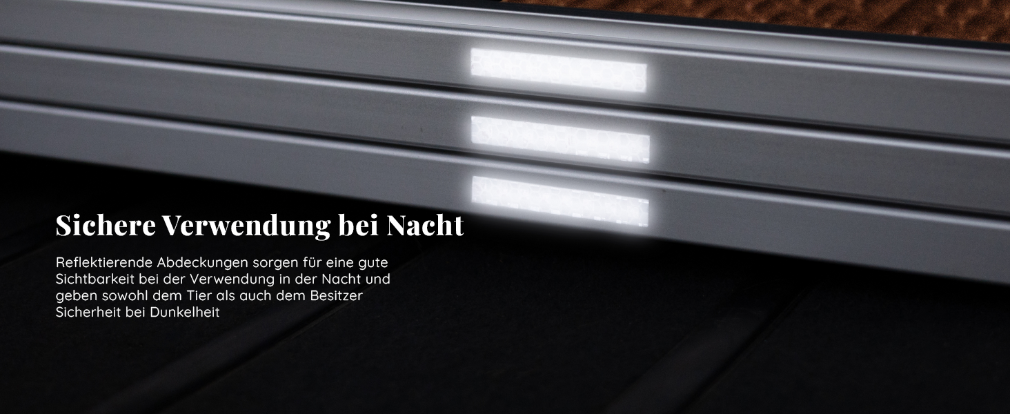 Рампа для собак у машину Klappbar - Складана, стабільна, протиковзка, для автомобілів та SUV до 90 кг, телескопічна алюмінієва рампа, з світловідбиваючими смугами, кріпильний кліп, для великих собак