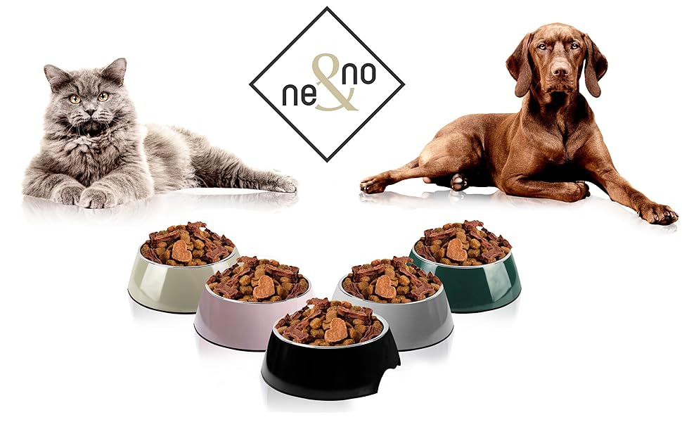 Набір мисок для корму ne&no® для собак та котів (S, 170 мл) з іменем, неслизькі | Миски для котів та собак | Taupe (S)