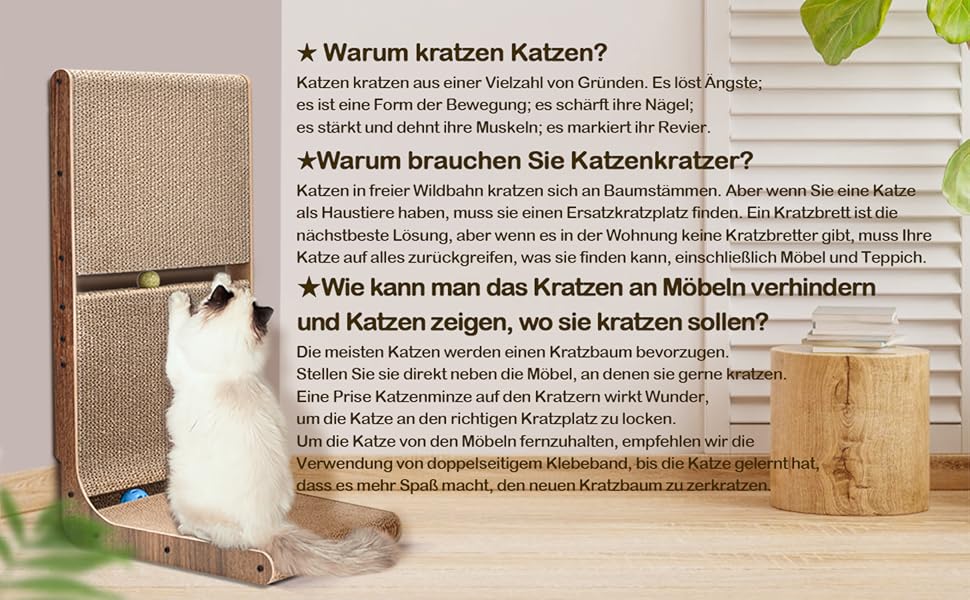 Кігтеточка для котів L-подібна з іграшкою, з картону, 69 см