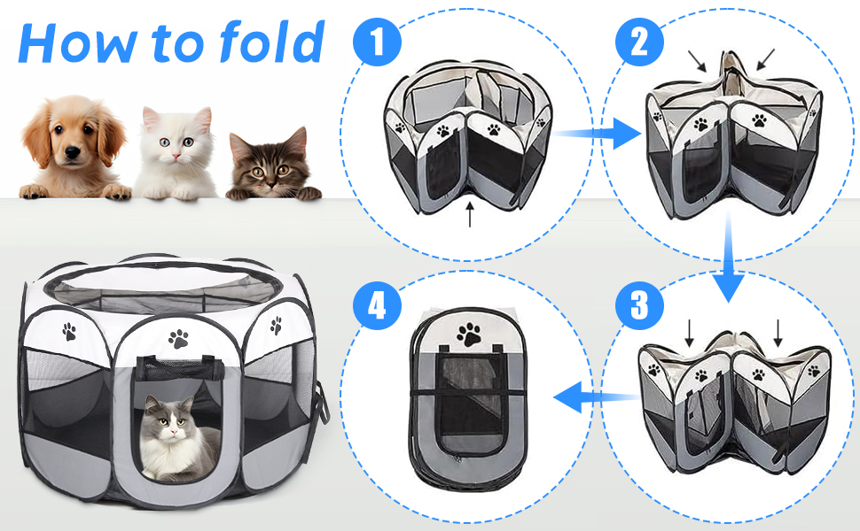 Вольєр для цуценят Dhqkqg, складаний вольєр для собак, 74x74x43 см, сірий. Підходить для собак, цуценят, котів та дрібних тварин.