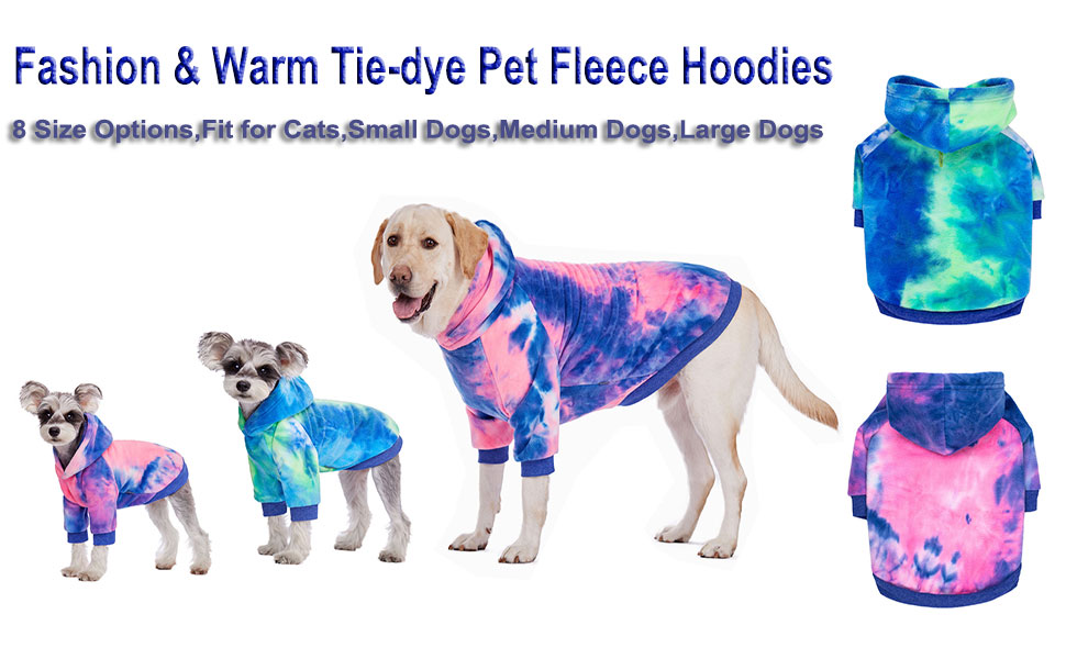 Теплий флісовий світшот з капюшоном для собак, батик, великі та середні породи (5XL, Рожевий)