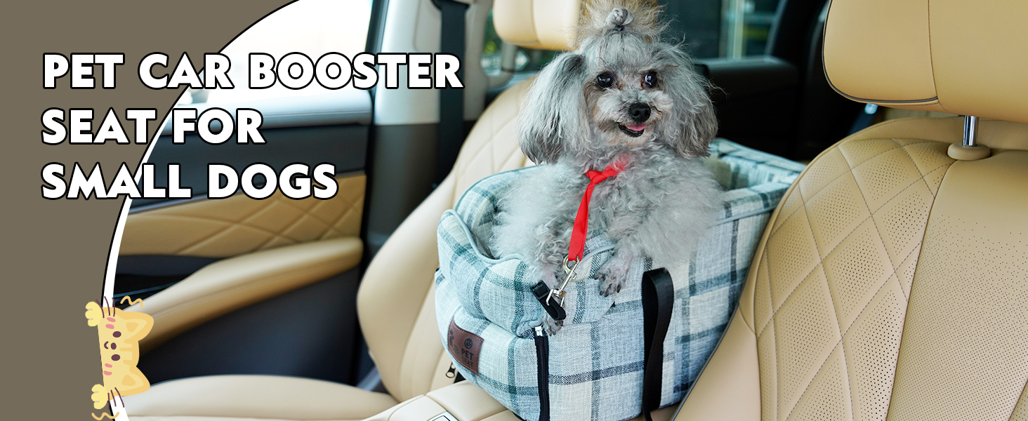 Автокрісло для собак та котів, середньої консолі, стабільне, з ременем, знімний, миючий, для собак та котів середніх порід до 6 кг (у клітинку)