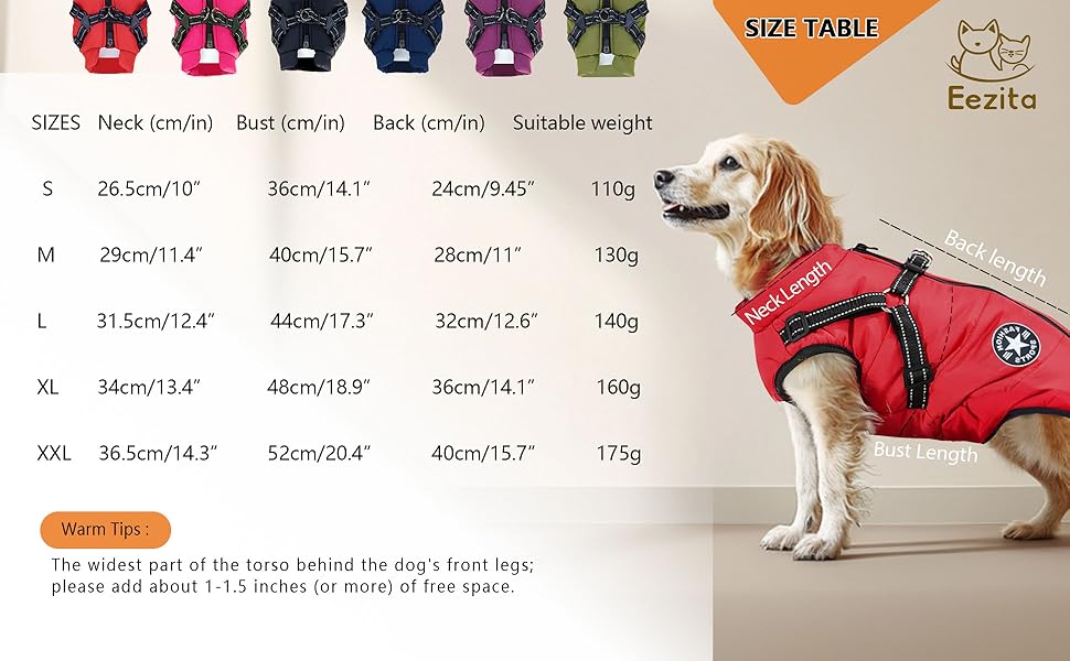 Водонепроникний жилет для собак на осінь/зиму, для цуценят та середніх порід, відбиваючий, з кріпленням для повірця, блакитний