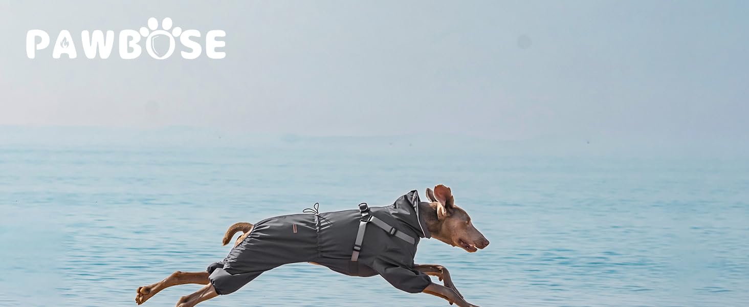 Дощовик для собак PAWBOSE з шлейкою, водонепроникний, для маленьких, середніх та великих собак, з відбиваючими елементами, для літа, 4 лапи (Сірий, 2XL)