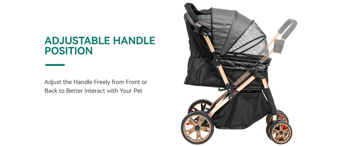 Візок для собак та котів YITAHOME, чорний, до 22 кг, складна конструкція, з сумкою, подушкою, сітковими вікнами та кошиком для зберігання