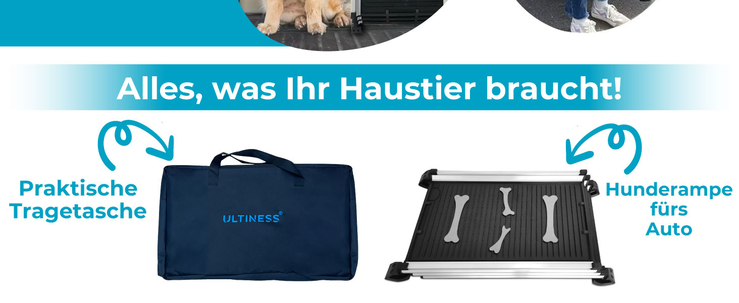 Рампа для собак Ultiness® - телескопічна, складна, з антиковзким покриттям, з алюмінію. Підходить для авто, позашляховиків та вантажівок.