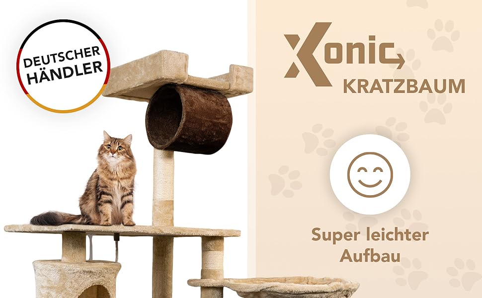 Котячий дряпак Foxdevil by xonic 141 см з лежаком, гамаком, будиночком, ігровою мотузкою та сходами, бежево-коричневий