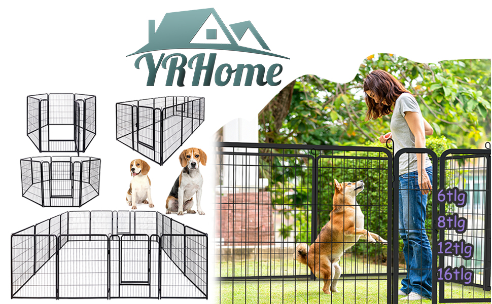 Вольєр для собак і цуценят YRHome 80x65 см: складаний вольєр для собак на 16 частин, для внутрішнього та зовнішнього використання