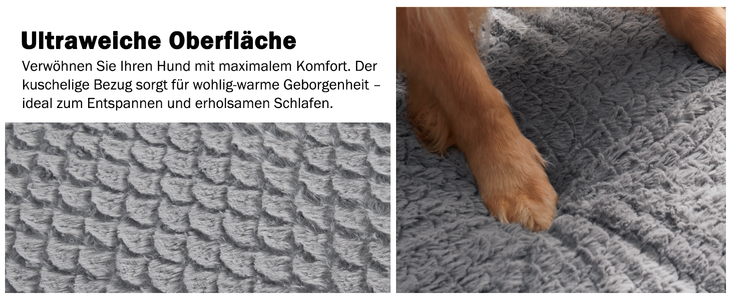 Ортопедичне ліжко для собак середніх та великих порід FURTIME, 89x64x18 см, сірий колір. Знімний та миючий кошик для собак з Memory Foam, з високим бортиком та антиковзким покриттям.