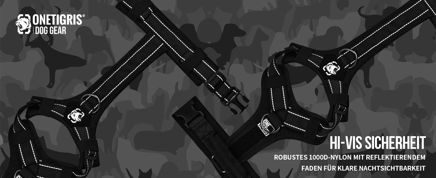 Шлейка для собак OneTigris Diesel, тактична, чорна, розмір L, м'яка підкладка, з ручкою та 3 D-кільцями, для середніх та великих собак