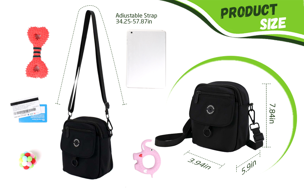 Водонепроникна сумка для ласощів для собак COOWONE, сумка для прогулянки з собакою, сумка для ласощів, сумка для збору відходів, крос-боді сумка для дресирування собак (Чорна)