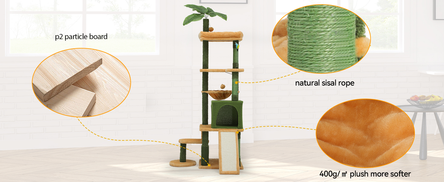 Котячий комплекс YITAHOME з когтеточкою, будиночком та іграшками, 82x74x185 см