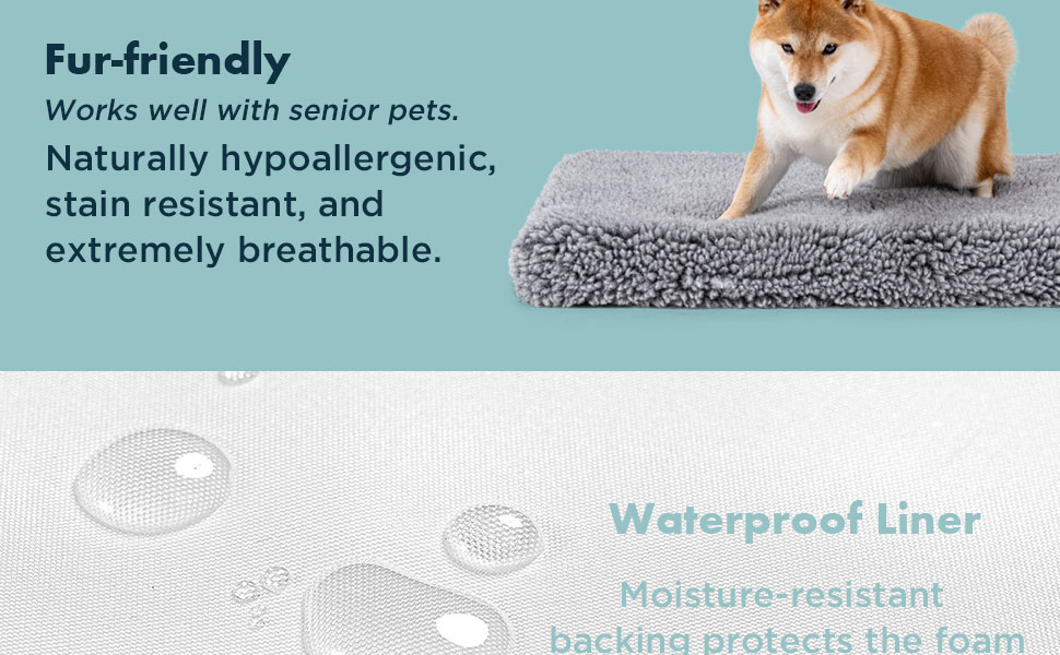 Лежанка для собак Stoutwool 10см, стійка до кусання, ортопедична, для маленьких порід, 58x41x10см, сіра