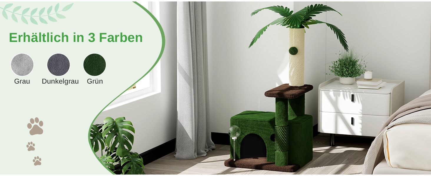 Котячий комплекс Kratzbaum 90 см: кігтеточка, будиночок та іграшки для котів (зелений)