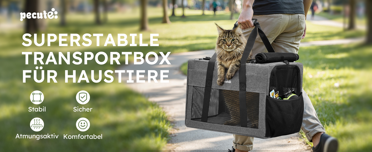 Переносна переносна сумка для котів Pecute Katzentasche, XL, 47x33x30 см, сіра