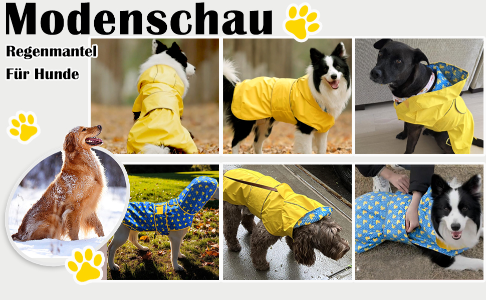 Водонепроникний дощовик для собак - двосторонній, з капюшоном та світловідбивачами (XL, жовтий)