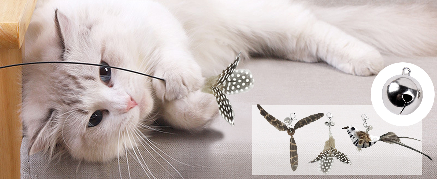 Інтерактивна іграшка для котів CUUOOT 7-в-1: джиґлер, іграшка-пір'їнка, катенок, мотузка для кусання, набір з котячою м'ятою.