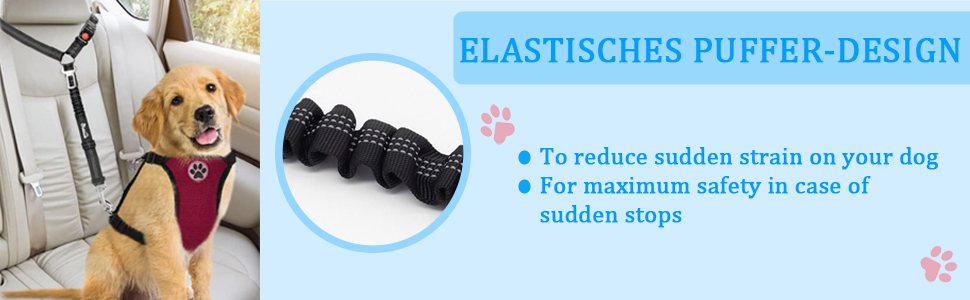 Автогурт для собак у машину, 2 в 1: ремінь та амортизатор, для всіх порід, 2 шт.