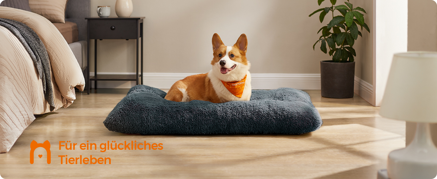 Ліжко для собак Feandrea, м'який килимок, довгий плюш, 122 x 74 см, м'яка підкладка, можна прати, багатофункціональне, PGW204K01 (L 110 x B 73 x H 10 см, темно-сірий)