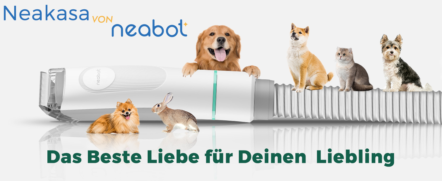 Набір для догляду за тваринами Neabot P1 Pro з пилососом для шерсті, професійні ножиці та леза для собак, котів та інших тварин, сірий перламутровий