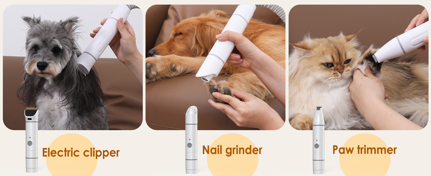 Rywell Професійна машинка для стрижки собак 4L з пилососом, 13000 Pa, 6 насадок для грумінгу, щітка для собак, пилосос для собак з щіткою, тиха
