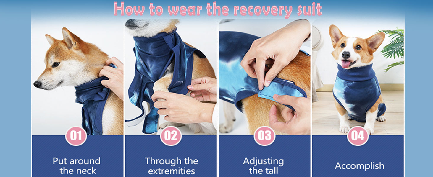 Комбінезон для собак після операції, ветеринарний одяг, захисний комбінезон, хірургічний боді для собак, після кастрації/стерилізації, синій, Tie-Dye