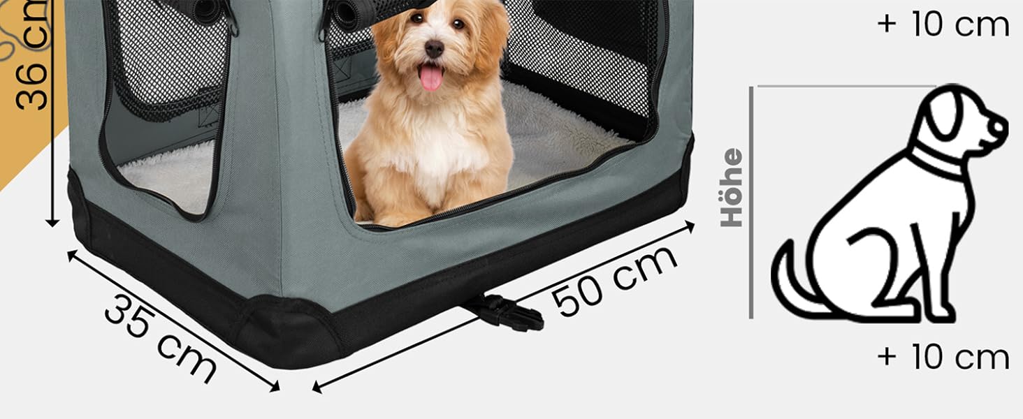 Складана переноска для собак та котів Petigi (Сірий, S, 50 x 35 x 36 см) - переноска для авто, сумка-ліжко