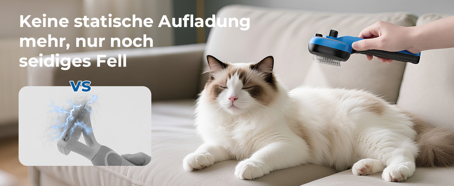 Побутова щітка для котів Pecute з парою та спреєм, багатофункціональна, для масажу та догляду за довгошерстими тваринами (блакитна)