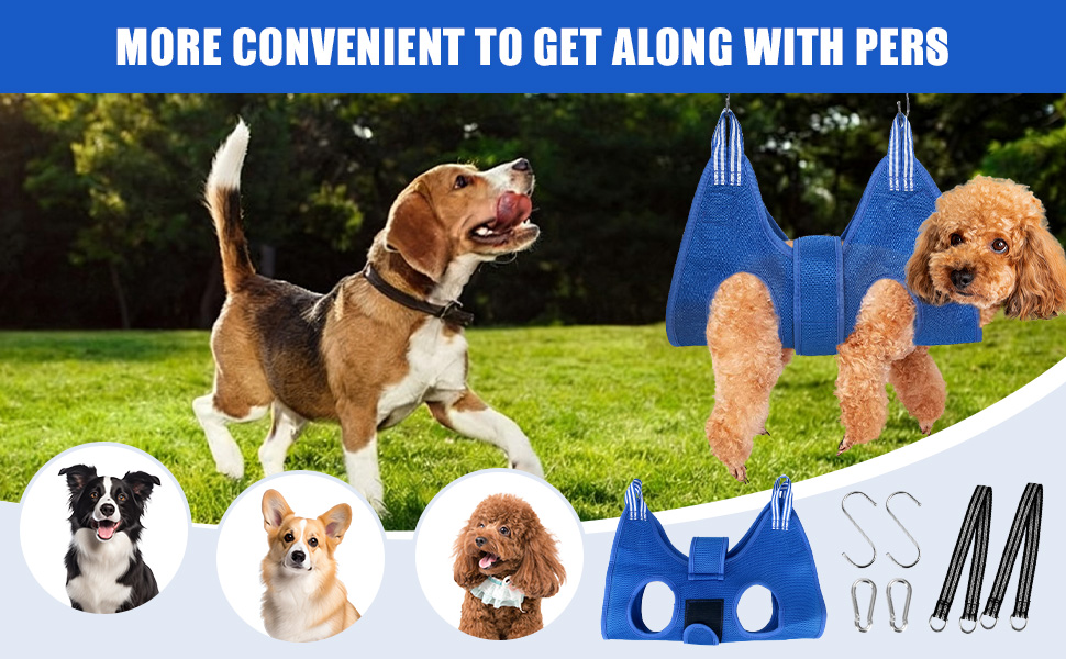 Набір для догляду за тваринами: гамак, пристосування для грумінгу, інструменти для стрижки нігтів (синій, M)