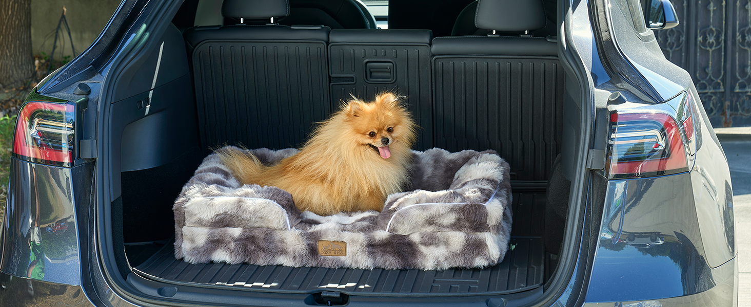 Ортопедичне ліжко для собак з штучного хутра, великі породи, C-подібне ліжко XL сірого кольору Tie-Dye, м'яке, тепле, з водонепроникним покриттям, антиковзаюче, з високощільним пінополіуретаном, миється