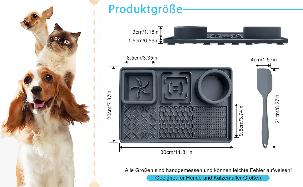 Шлека для собак Cooltto з лопаткою та нержавіючою чашею, силіконова підкладка з присосками для догляду за шерстю, купання та обрізки кігтів. Модель C & B (темно-сірий)