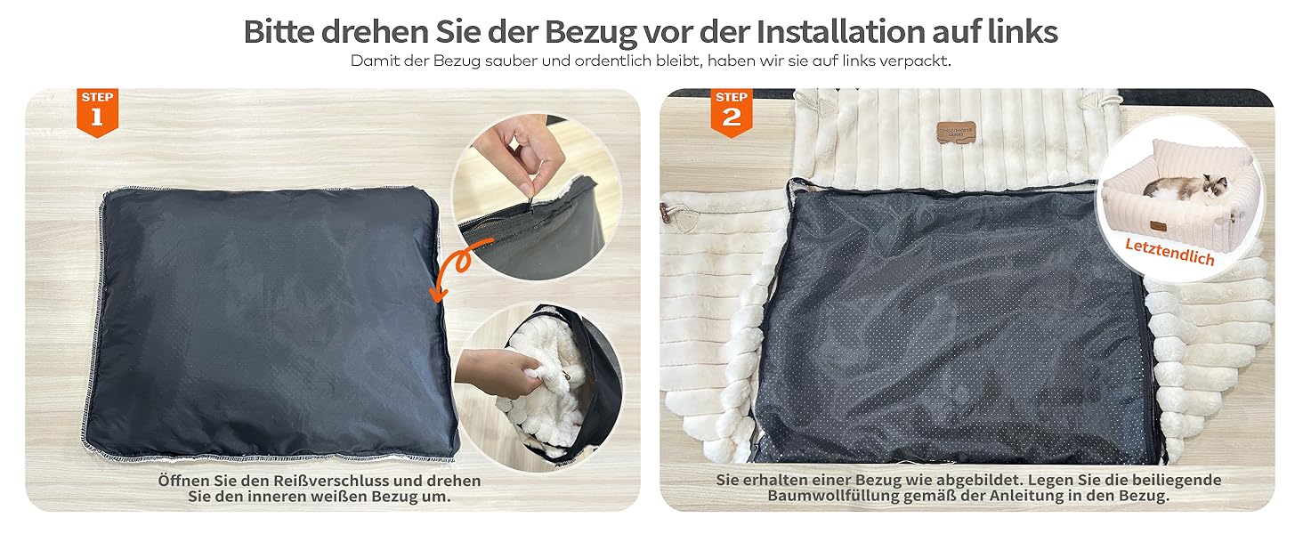 Софа для котів CheerPals Extended Katze – велике м'яке ліжко для котів та маленьких собак знімний, зручний дизайн, 63 x 55–66 см