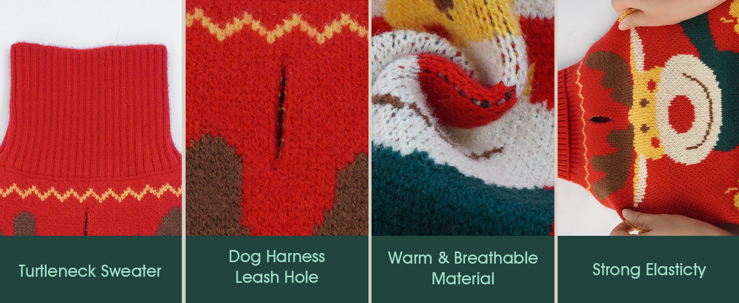 Пуловер для собак Kuoser на Новий Рік, теплий в'язаний пуловер для цуценят, м'який зимовий одяг для собак, святковий пуловер з оленем для маленьких та середніх собак, зелений L, зелений