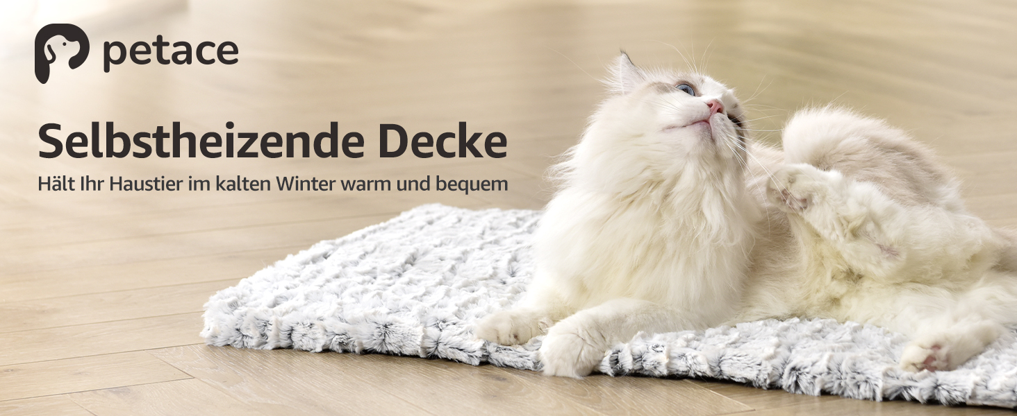 Самогріюча ковдра для котів, килим-грілка для тварин, 60x45 см, білий