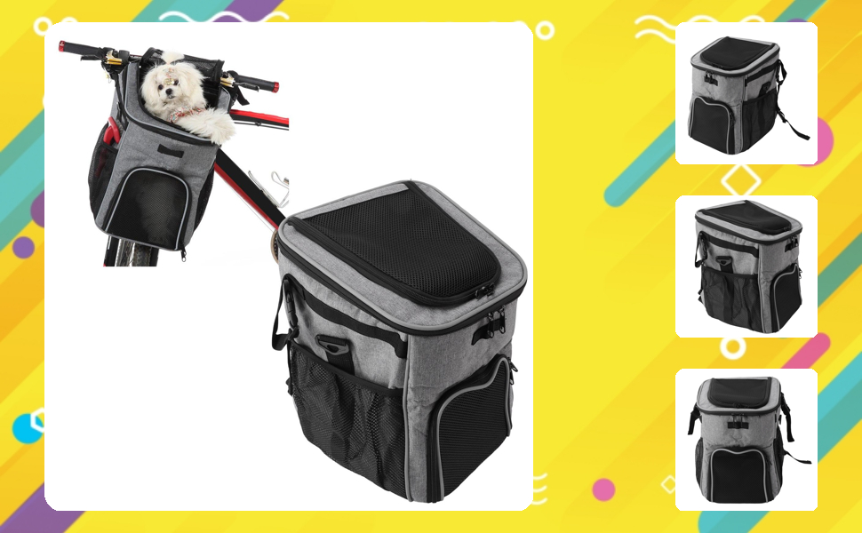 Рюкзак-переноска для собак, водонепроникний, дихаючий, знімний, сірий. Ідеально для велосипеда та пікніків