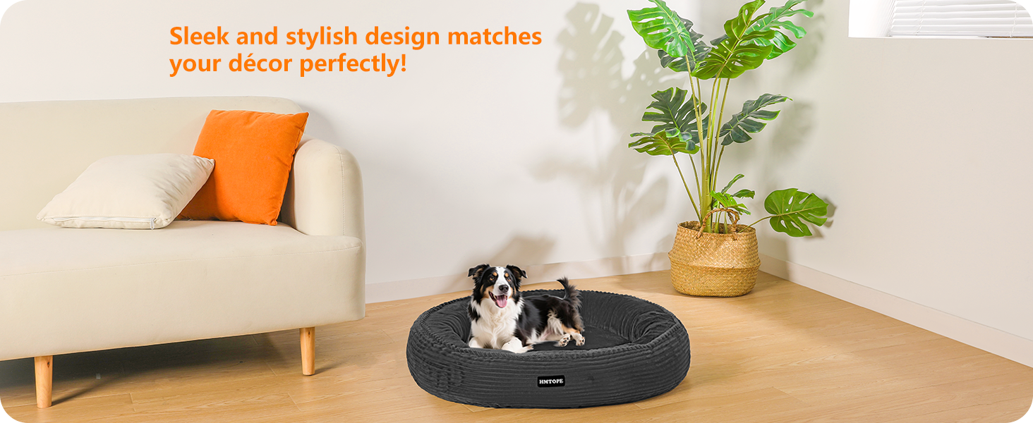 Кругле ліжко для собак середніх порід, котяче ліжко, м'яке, зручне, корзина для собак, донат, ліжко для собак, знімний, антиковзаючий, Ø 80 см, темно-сірий, розмір 80 x 80 x 20 см