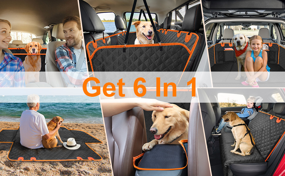 Килимок для собак у машину Neccis з знімною жорсткою основою, 136 x 61 см. Максимальне навантаження 150 кг, водонепроникний та стійкий до подряпин. Підходить для 95% легкових автомобілів, позашляховиків та вантажівок. Чорний+Помаранчевий.