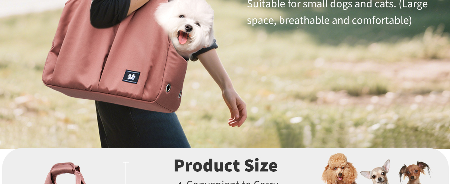 PETCUTE Сумка-переноска для собак та котів, дихаюча, з килимком, плечова сумка з безпечним шнуром та кишенями, для маленьких та середніх собак, цуценят та котів, Карамель