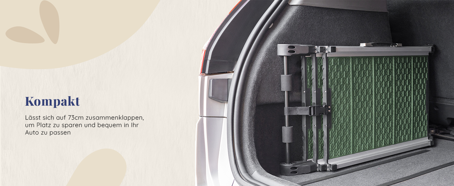 Трампліна для собак у машину, складна, стабільна, до 90 кг, алюмінієва, для великих собак, з відбивачами, сіра (лісовий зелений)