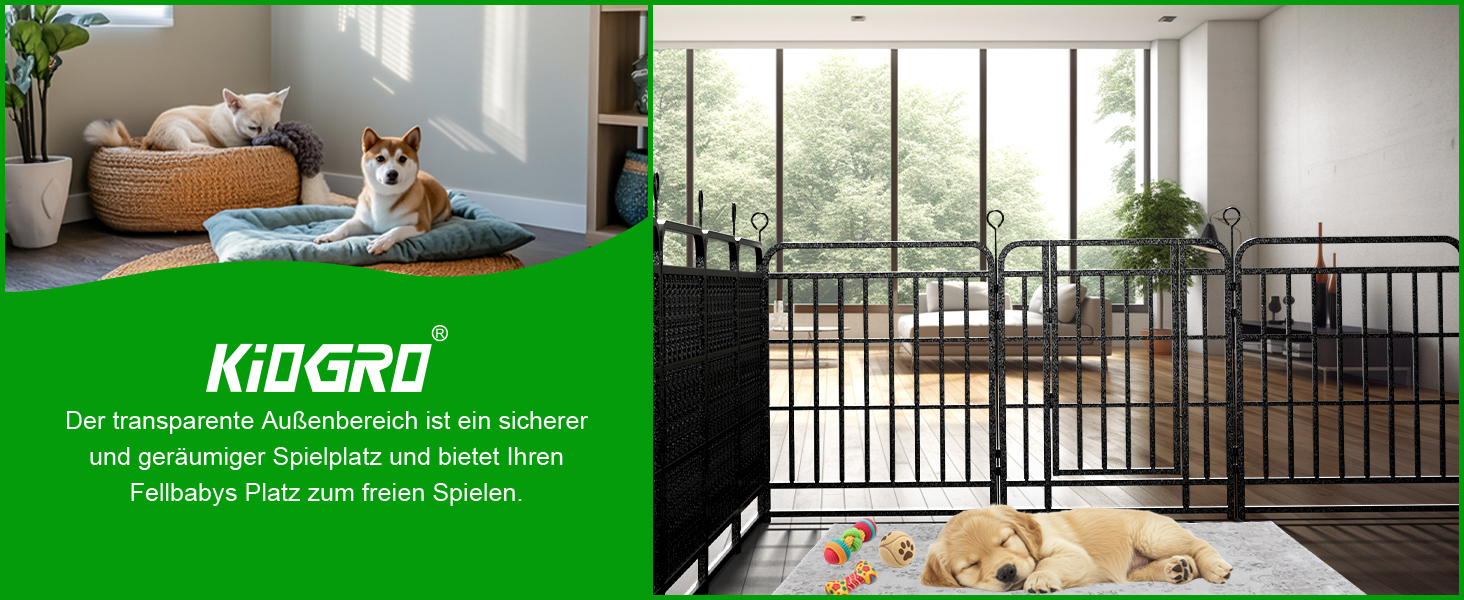 КіяГро вольєр для цуценят 544см, 8-секційний, розкладний, з дверцятами, для собак, котів, кроликів, для саду, без інструментів