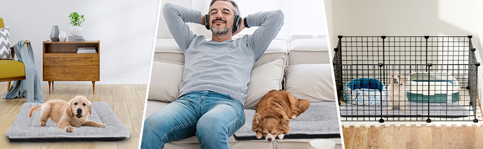 Крісло-лежанка для собак великих порід Baodan, 106x71 см, сіре, з антиковзною основою