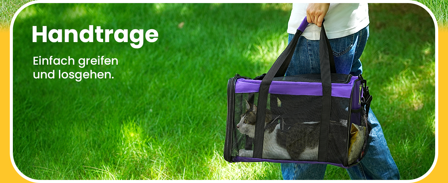 Транспортна переноска для кота Conlun, м'яка переноска з сіткою з 4 сторін, підходить для перевезення в літаку, для кошенят та невеликих котів до 6 кг, чорна, 43x28x28 см