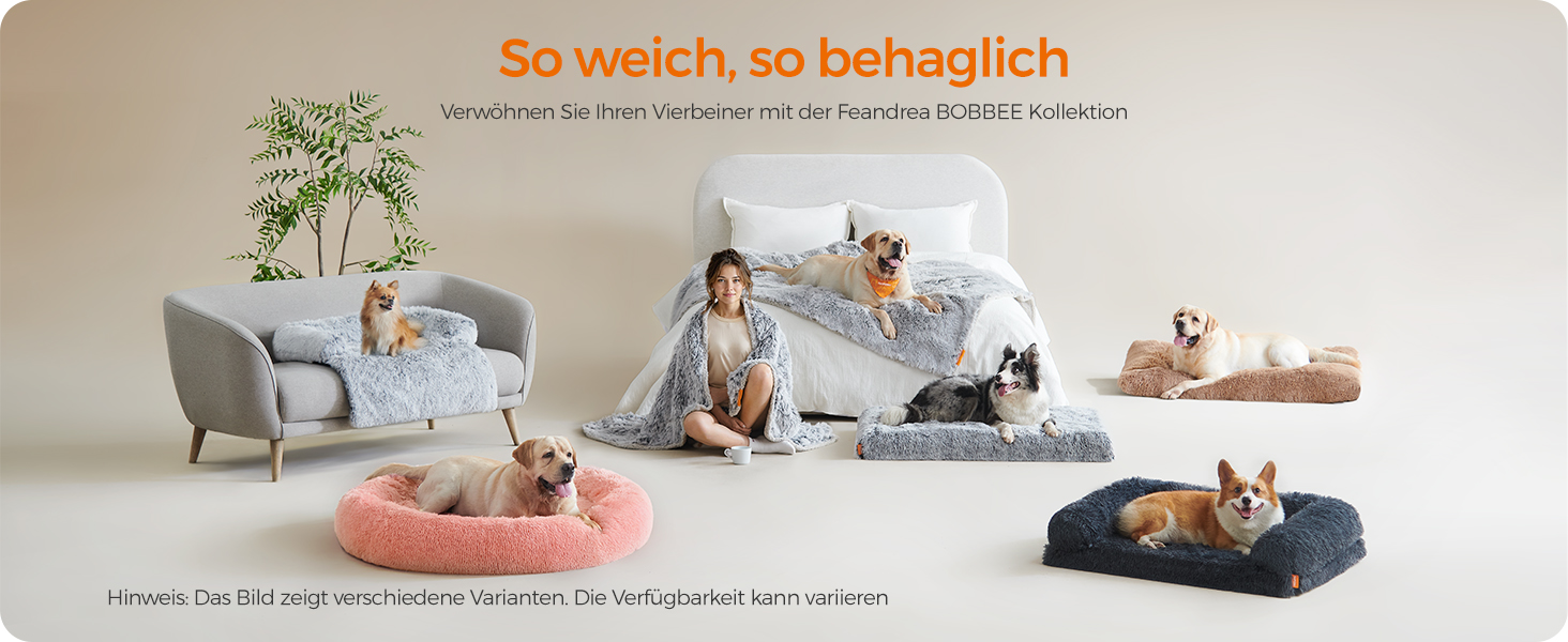 Ліжко для собак Feandrea FluffyHug, плюшеве, м'яке, розмір M, 80 x 75 x 16 см, сірий колір, для маленьких та середніх собак