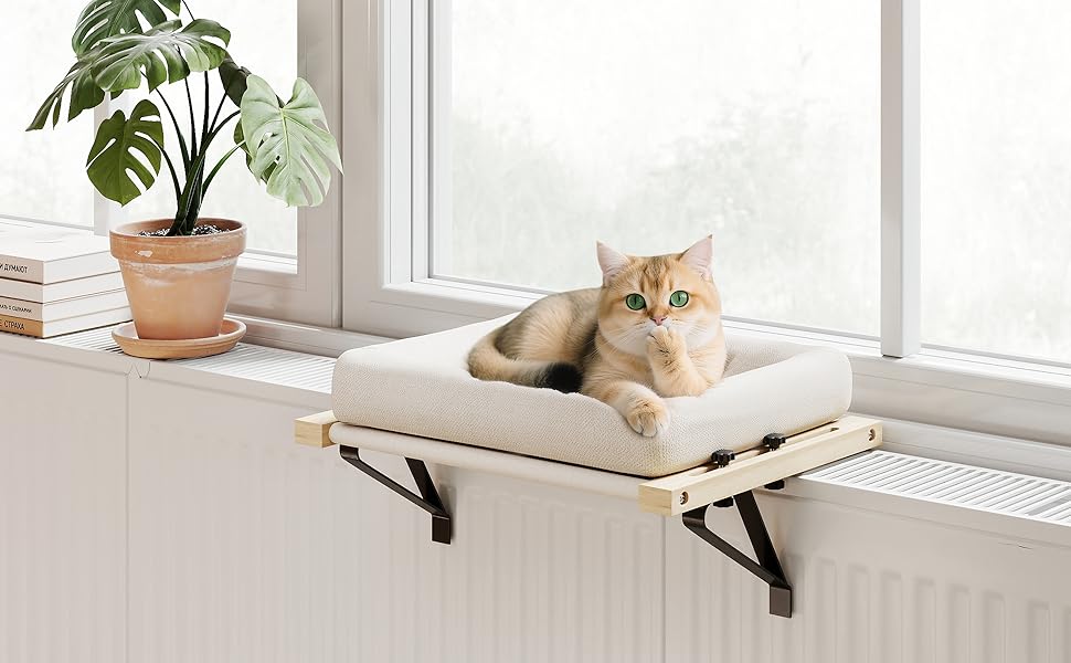 Ліжко для котів PawHut з підвісною конструкцією, 50x36 см, кремово-біле, з знімним, пральним подушечкою