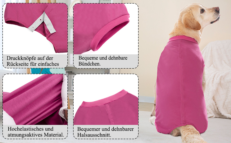 Післяопераційний боді для собак: захист від лизання та ран, для кастрації, різних розмірів (S, Рожевий)