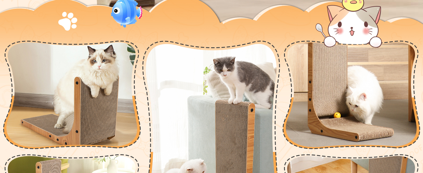 Котячий будиночок-кіготь Nobleza: кутовий, 60 см, з іграшкою, з гофрокартону