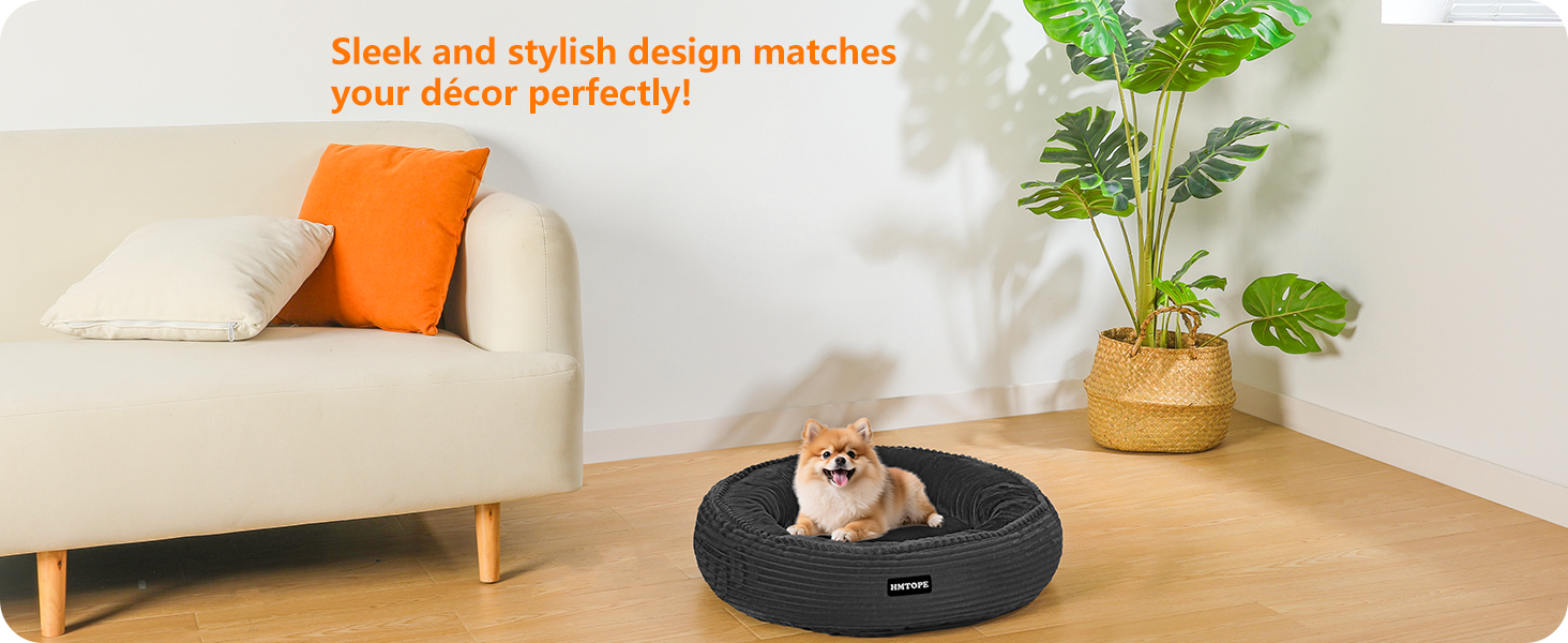 Кругле ліжко для собак та котів, зручне та миється, Ø 60 см, темно-сірий кошик для собак, ліжко-подушка, 60x60x18 см