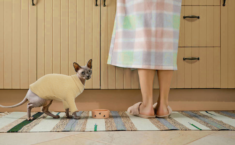 Теплий жилет для безшерстих котів з високим коміром, дихаючий, стильний одяг для котів, жилет-пуловер для кошенят з візерунками, піжама-костюм для Sphynx, Cornish Rex, Devon Rex, Peterbald (S, Хакі)