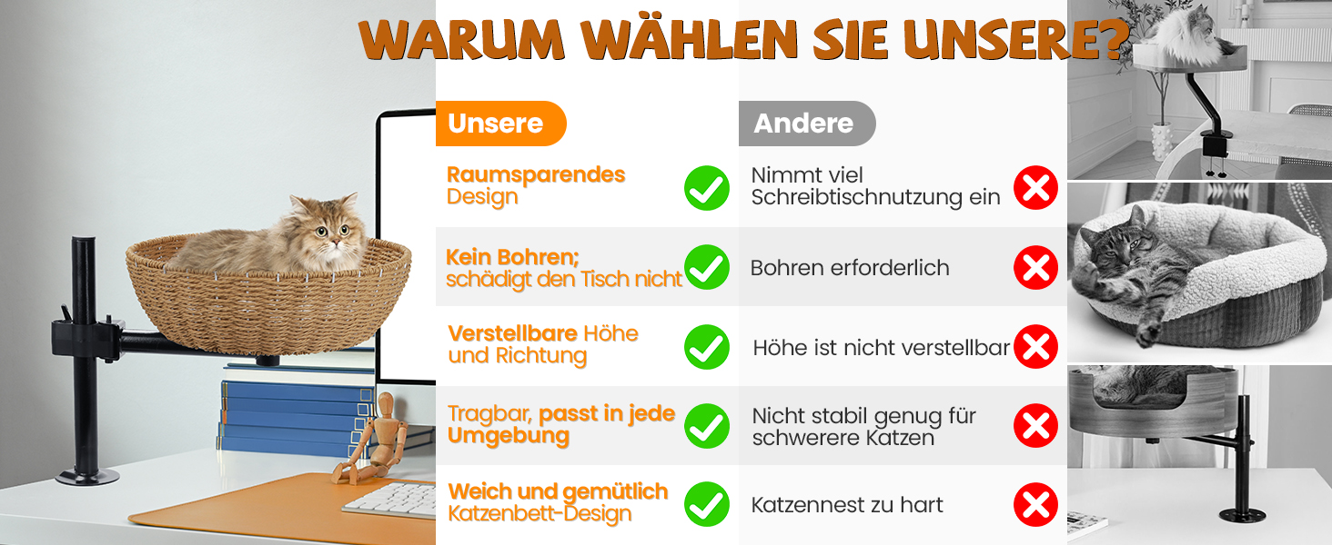 Кігтеточка-ліжко для кота на стіл: обертання 360°, регульована висота, без свердління. Підвищене котяче ліжко над столом. Тримає кошеня/кота поруч. Зручне ліжко для кота з подушкою для тварин.